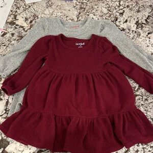 (2) size 4T waffle knit sweat dresses. Maroon and Grey. Cat & Jack